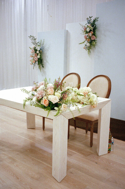 details at wedding day of table and flowers
