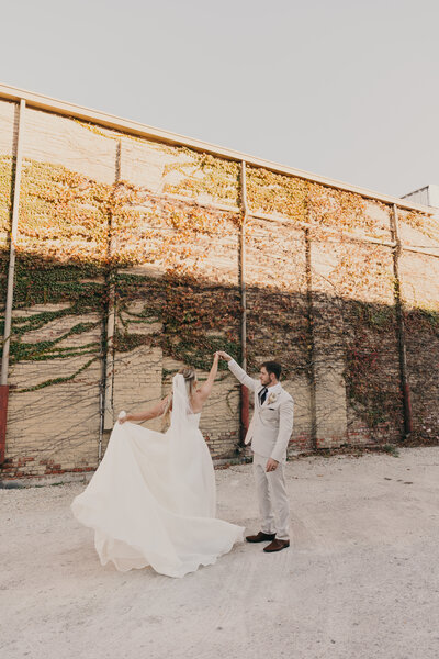 Bride getting spun around