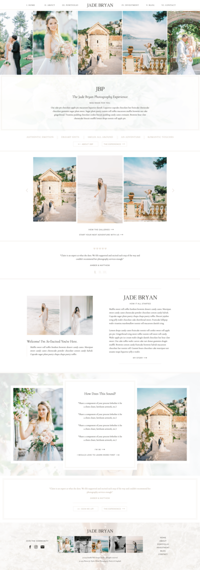 The Jade Bryan Showit website template for photographers and creatives.