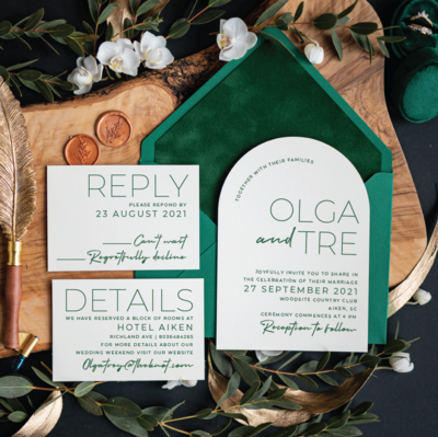 emerald green wedding invitations