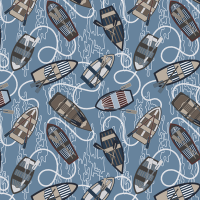 Row boats water boating camping fishing surface patterndesign Green Acre Designs Australia