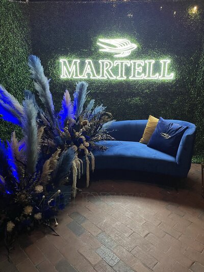 Modern Royal blue installation for martell liquor