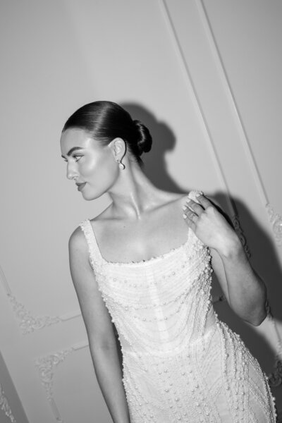 Solo flash portrait of a bride taken by a Wisconsin Wedding Photographer.