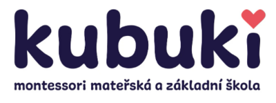 Zu sehen ist das logo vom kubuki Kindergarten. Es ist eine blaue schrift mit einem  rosa herz