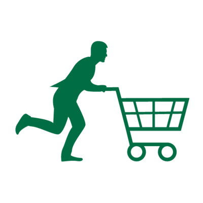 shopping cart icon in green