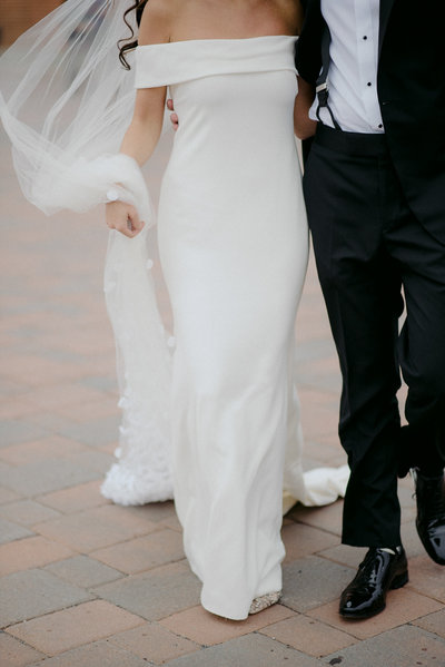 embellished veil at liberty state park wedding