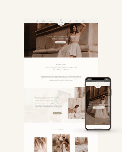 Elegante en romantische Showit website template voor fotografen