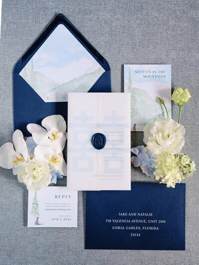 Watercolor Aspen Leaves Wedding Invitation