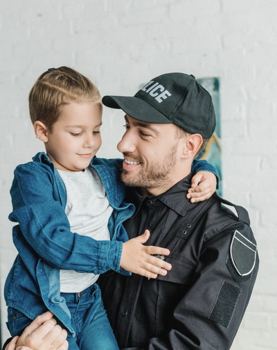 Police officer with child