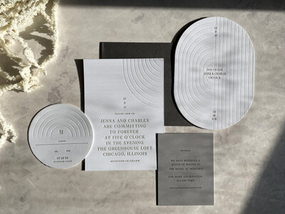 Chicago Suite: modern elegant Letterpress Semi-custom wedding invitation