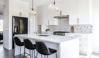 All-natural Edmonton house cleaning service polishing bright, modern kitchen for a healthier home