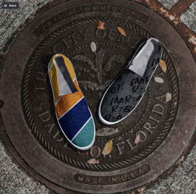 Mockup of branded shoes for a photography company