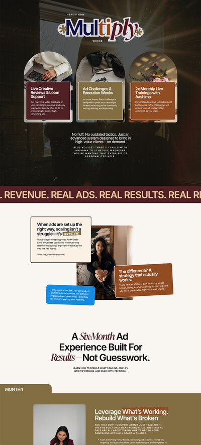 screenshot of aashima verma's multiply sales page