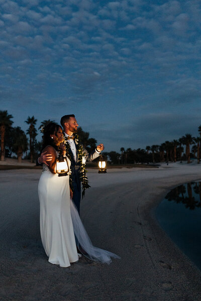 Wedding Photo at Bali Hai Golf Club at sunset in Las Vegas