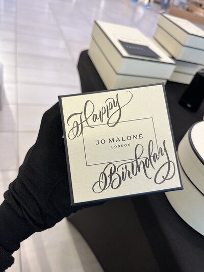 Hand lettered Jo Malone boxes