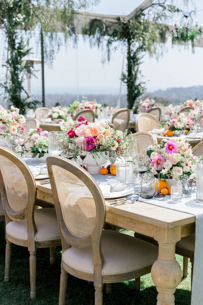 Dinner reception in Montecito for birthday under clear-top tent