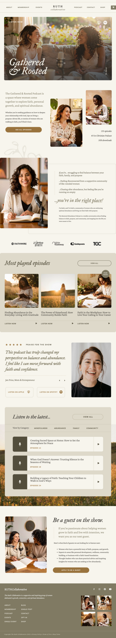 kimberly showit website template for coaches and course creators, about page mocked up on an ipad