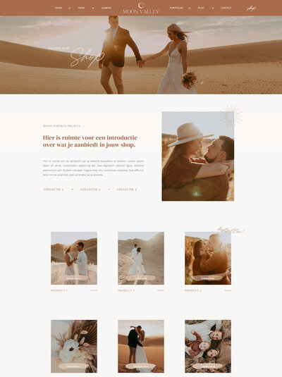 Showit webshop template Moon Valley