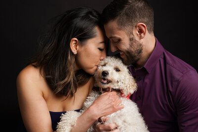Luxury Portraits by Moving Mountains Photography in NC - Photo of a couple with their dog.