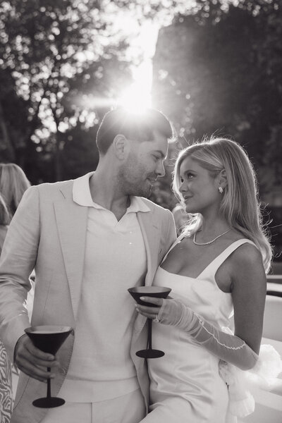 Hannah Godwin and Dylan Barbour at their welcome party in Paris