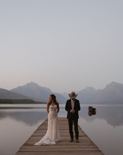 bride and groom western couples portraits in the mountains