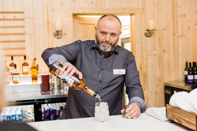 the bar at Tranquility Farm, Wisconsin event venue