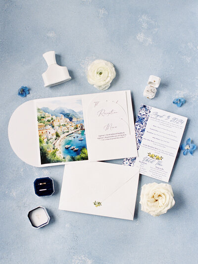 Invitation suite for St. Rocco Catholic Church wedding in Cleveland