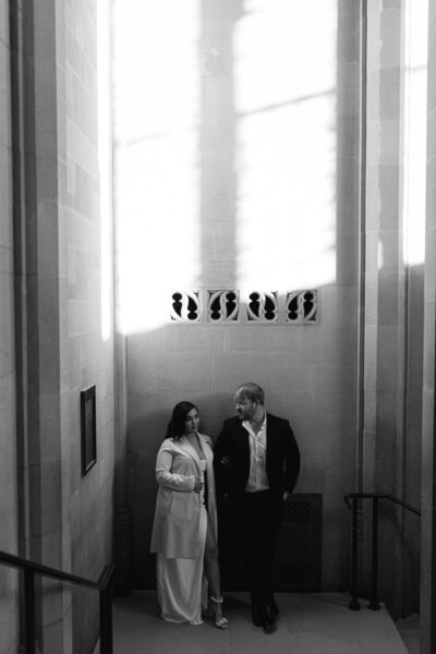 Bride and groom hand in hand at their wedding in Raleigh, NC, photographed by Hallie Noel.