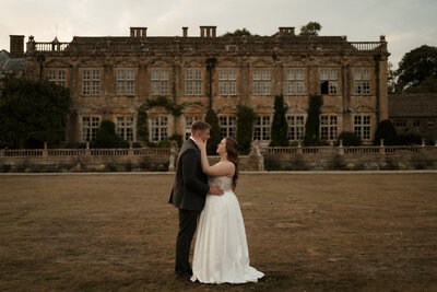 Couple getting married in a barn