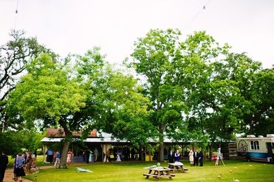 Garden party food truck at Pecan Springs Ranch event