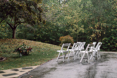 intimate backyard wedding ceremony setup in Richmond.