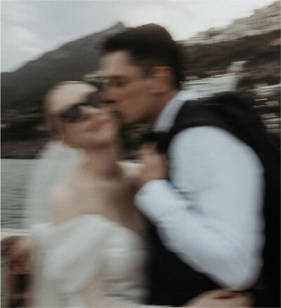 Documentary style image of Corey and Jess Combs on their wedding day