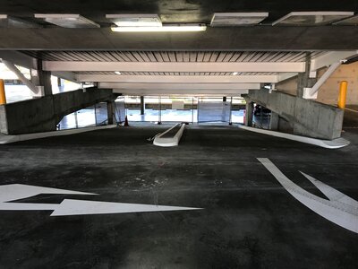 Interior Commercial Building with line marking car spaces