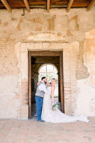 Wedding Portraits taken at The Mission San Juan Capistrano