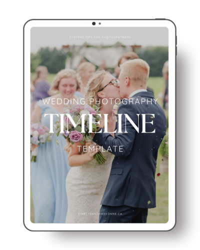 Wedding photography timeline template for photographers to organize wedding day schedules and shot lists.