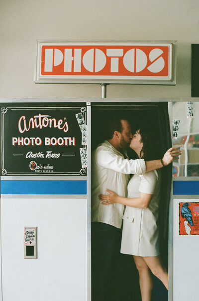 35mm film engagement portrait with soft lighting Austin film wedding photographer
