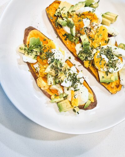 eggs on sweet potato toast