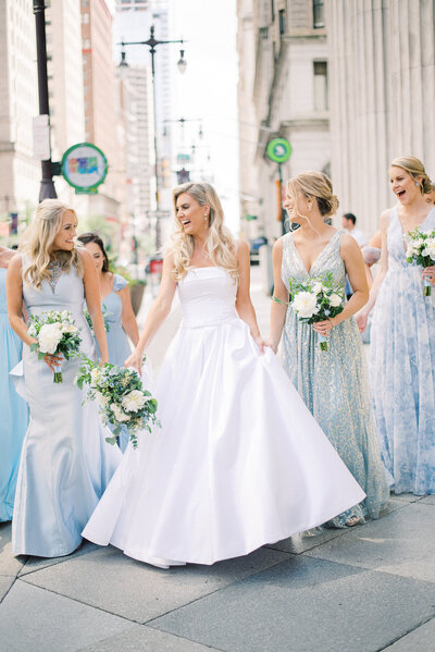 Bride and bridesmaids on their way to the Church of Gesu ceremony captured by NJ Wedding Photographers | Michelle Behre Photography