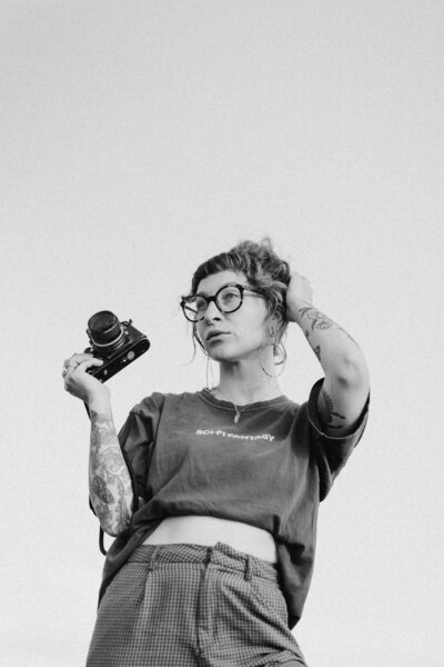 black and white portrait of photographer