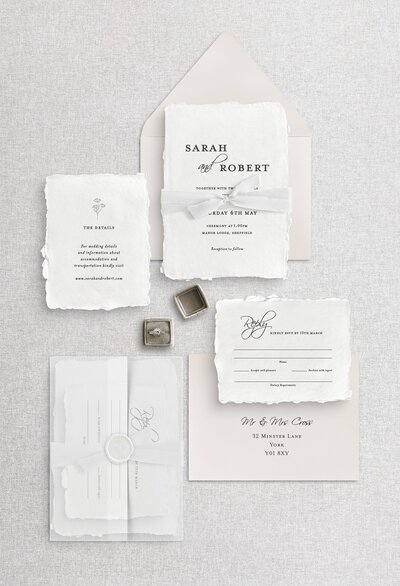 Save the date wedding invitation with embossed border