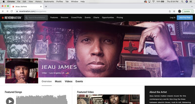 Musician branding social media profile design sample Jeau James ReverbNation