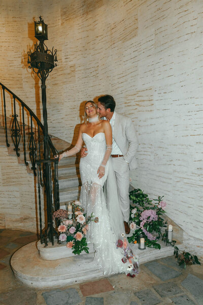 Bride and groom at a historic wedding venue in Florida—capturing timeless romance and elegance at a stunning landmark location, planned by Watters & Co. Events.