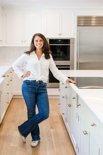 photo of interior designer in a client kitchen