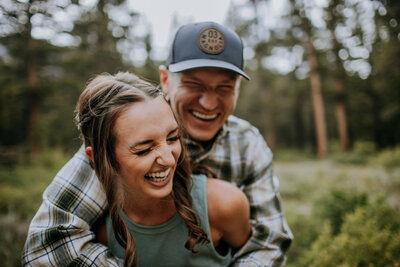 man and woman hugging