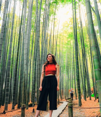 Kacy Beck at the hokokuji temple in Kamakura Japan