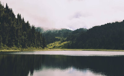 Outdoor pond and hills