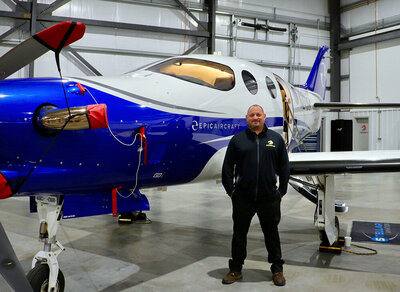 plane pilot front blue efficient epic e1000 gx plane