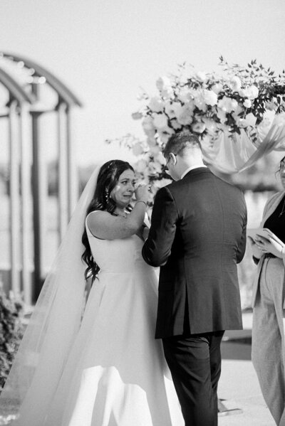 bride crying during ceremony