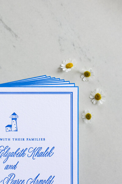 Gold ink custom calligraphy invitation and envelope for wedding