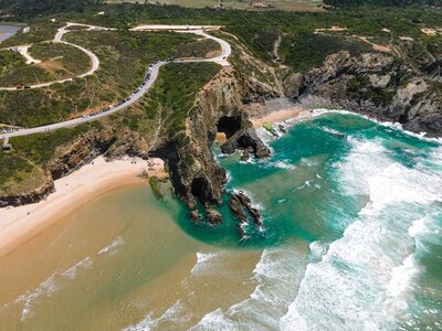 Golden cliffs and beaches of the Algarve coast, Portugal
